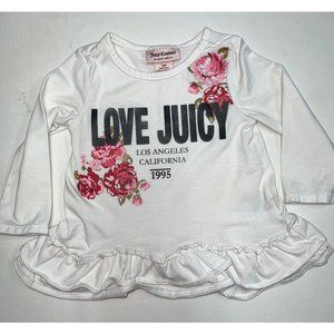 Juicy Couture Baby Girl Long Sleeve Dress Size 12 M White Glitter Ruffled